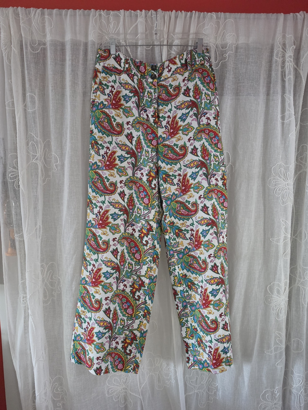 Boden White Paisley-Print Casual Chinos
